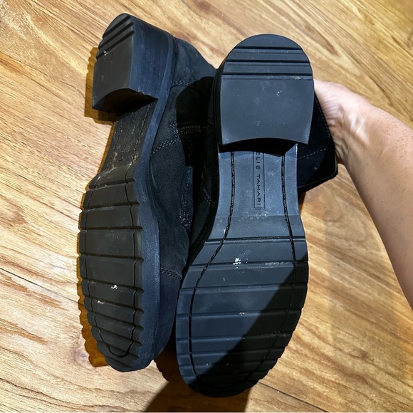 Elie Tahari Designer Women’s Black Suede Pull On Side Zip Boots Combat Style 41 - Picture 10 of 10